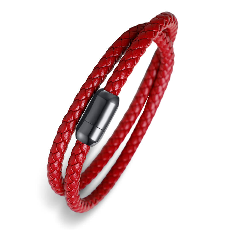 Wear FengShui Genuine Leather Red String Protection Magnetic Buckle Bracelet
