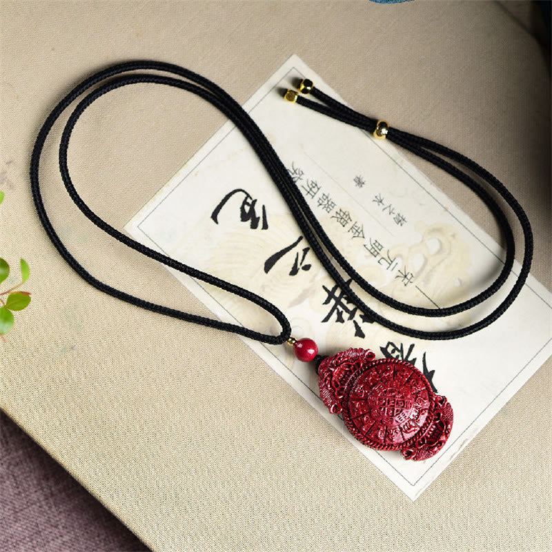 Wear FengShui Laughing Buddha Yin Yang Chinese Zodiac Gourd Natural Cinnabar Blessing Necklace Pendant