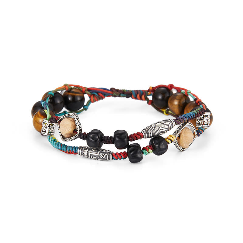Wear FengShui 925 Sterling Silver Tiger's Eye Bodhi Seed Handmade Courage Bracelet