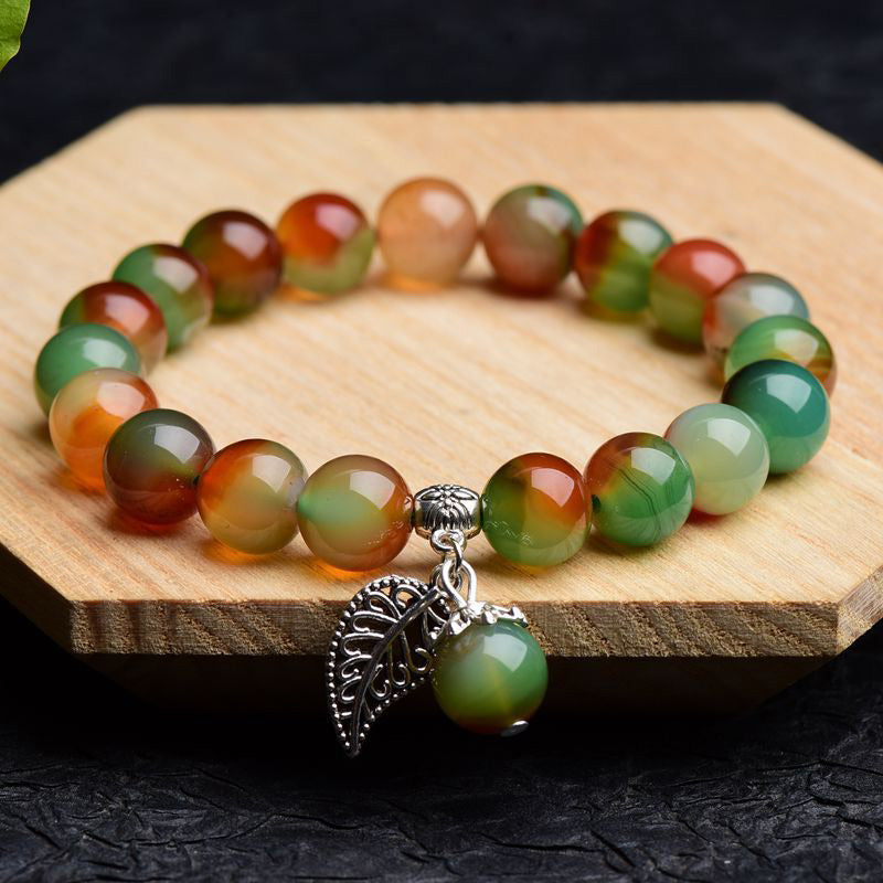 Wear FengShui Tibetan Natural Green Agate Healing Bracelet