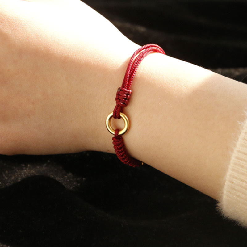 Wear FengShui Alloy Peace Buckle Luck Red String Bracelet