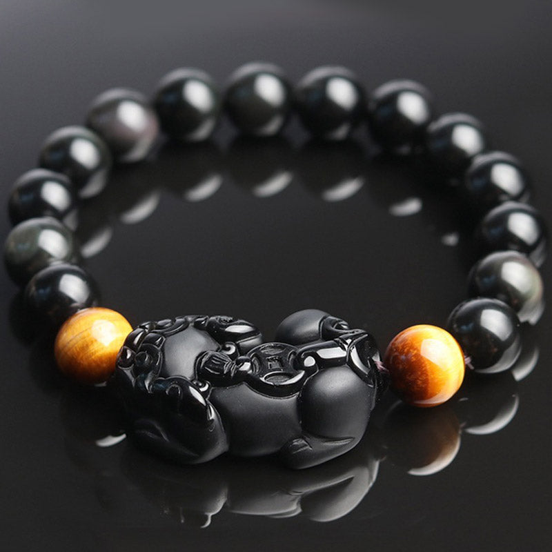 Wear FengShui FengShui PiXiu Rainbow Obsidian Tiger Eye Wealth Bracelet