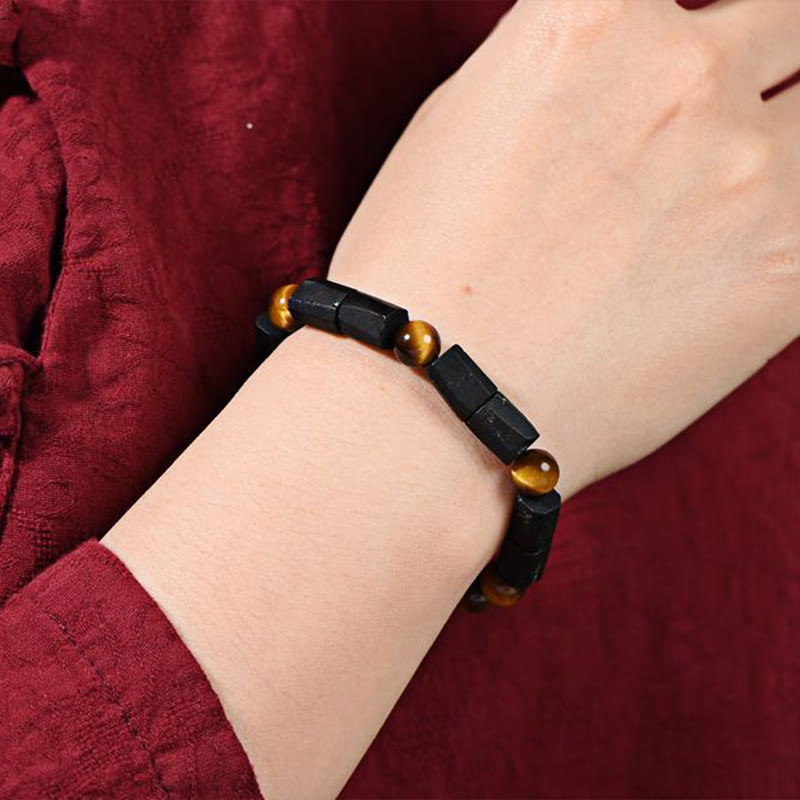 Wear FengShui Natural Black Tourmaline Tiger Eye Positive Bracelet