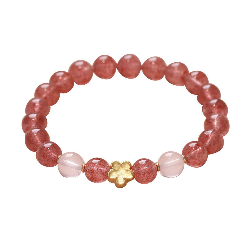 Wear FengShui Natural Strawberry Quartz Peach Blossom PiXiu Attract Fortune Healing Bracelet