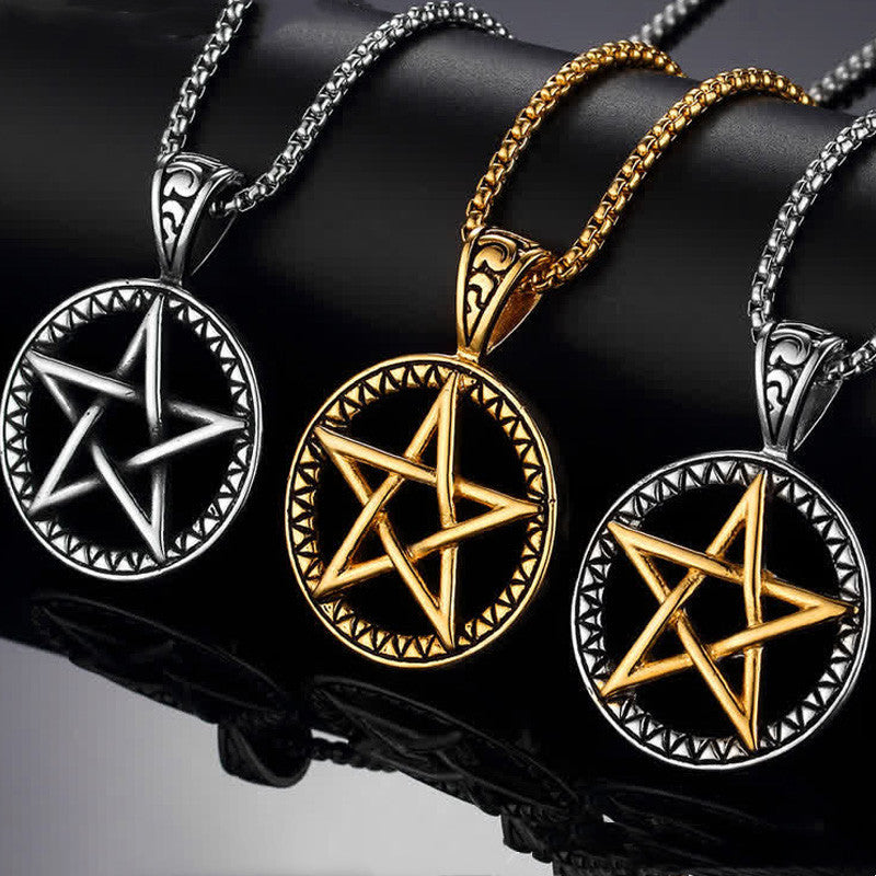 Wear FengShui Pentagram Titanium Steel Balance Necklace Pendant