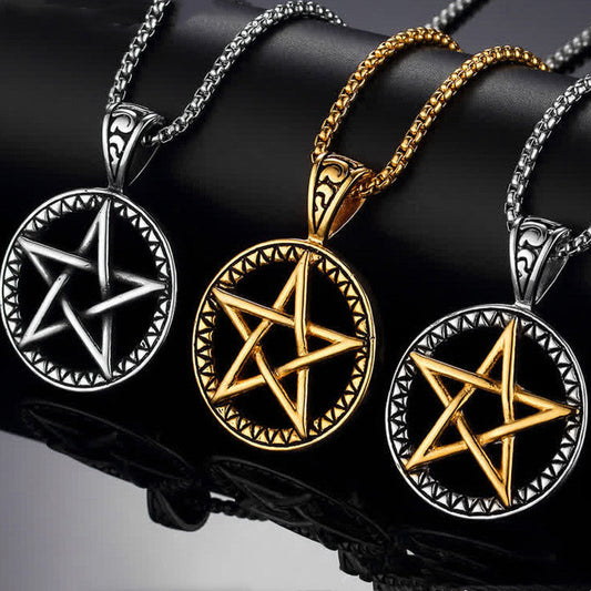 Wear FengShui Pentagram Titanium Steel Balance Necklace Pendant