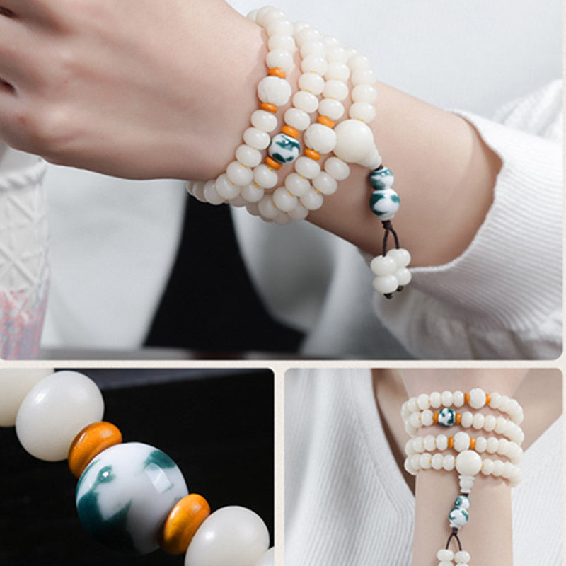 Wear FengShui Bodhi Seed Bead Lotus Blessing Charm Bracelet