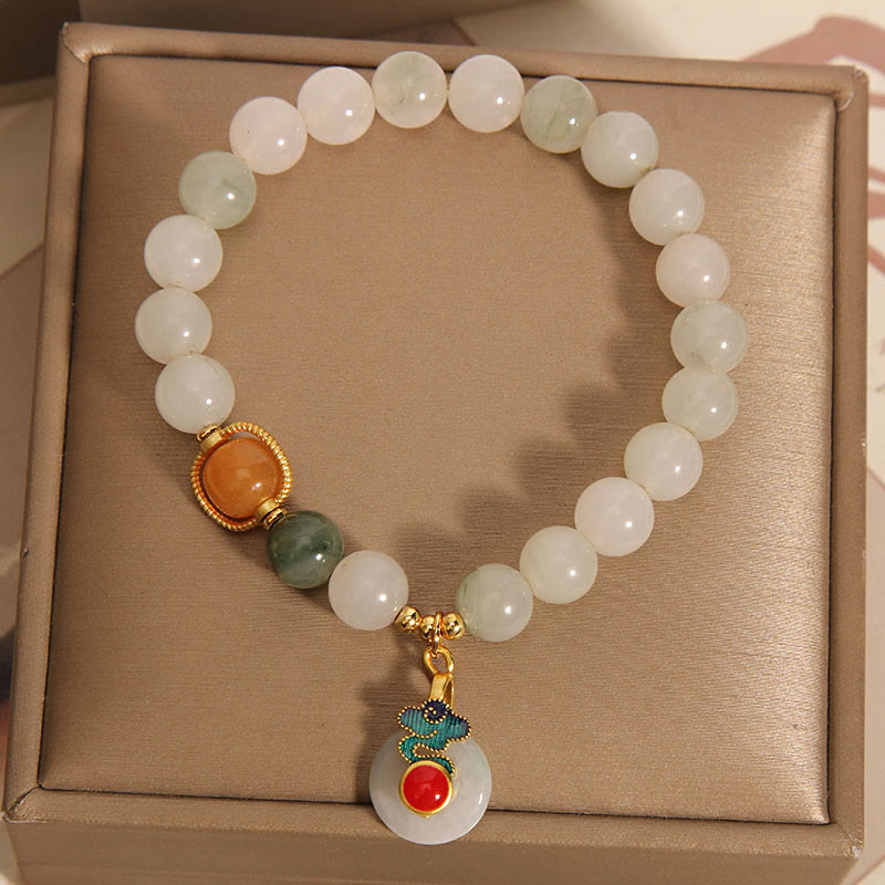 Wear FengShui Jade Auspicious Clouds Red Agate Citrine Prosperity Bracelet