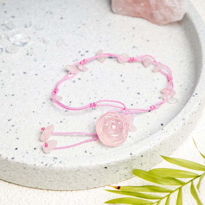 Wear FengShui Amethyst Pink Crystal Green Aventurine Rose Inner Peace Healing Anklet
