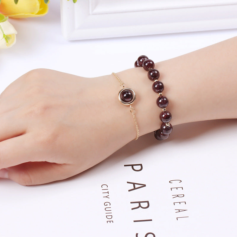 Wear FengShui Sun Stone Strawberry Quartz Crystal Positive Bracelet
