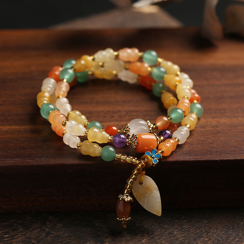 Wear FengShui Golden Silk Jade Gourd Wealth Bracelet