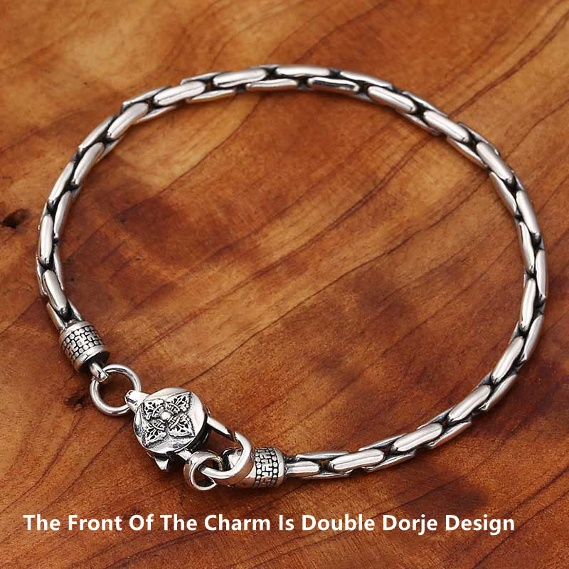 Wear FengShui Tibetan Double Dorje Om Mani Padme Hum Buddha Swastika Vajra Strength Bracelet