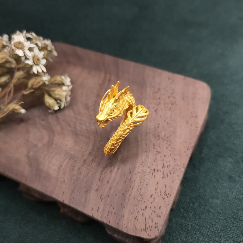 Wear FengShui Golden Dragon Success Strength Ring