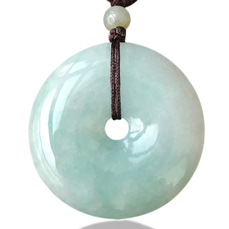 Wear FengShui Round Jade String Luck Necklace Pendant