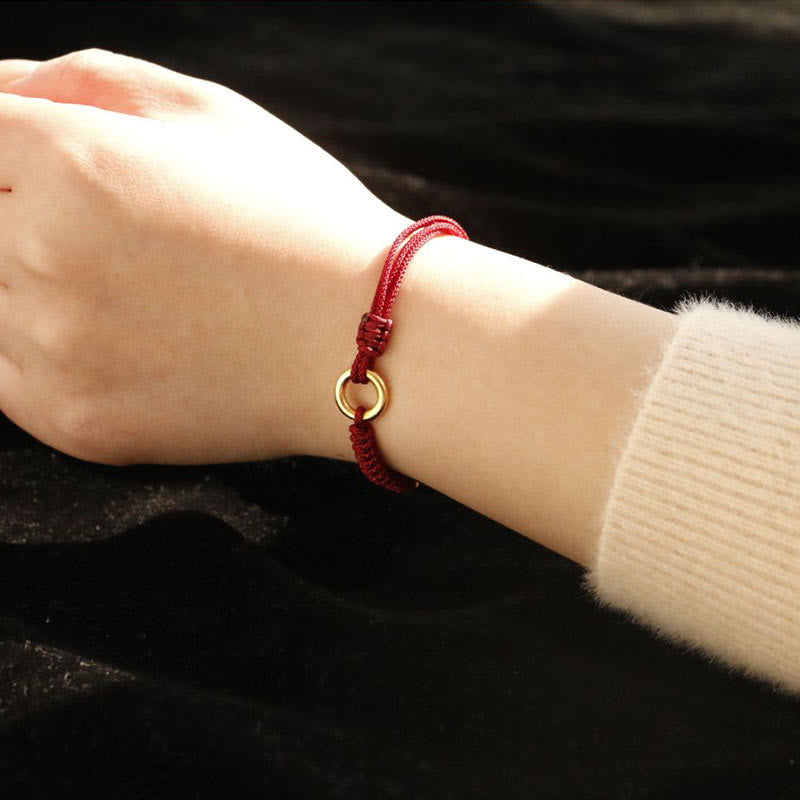 Wear FengShui Alloy Peace Buckle Luck Red String Bracelet