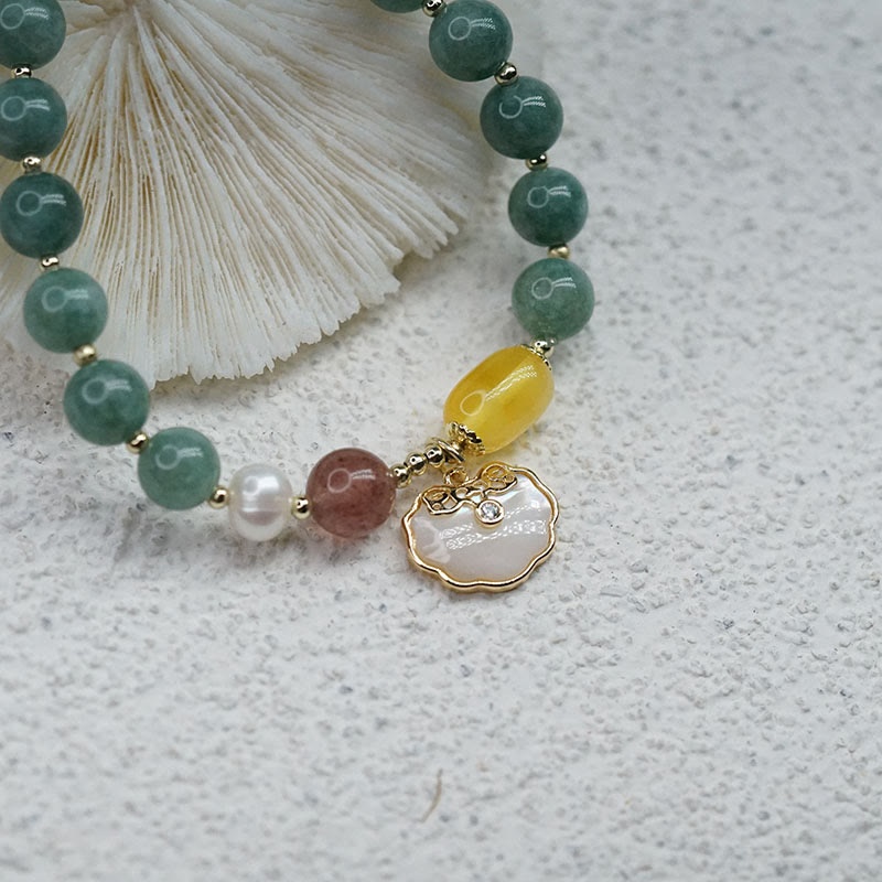 Wear FengShui Jade Sea shell Ruyi Lock Luck Bracelet