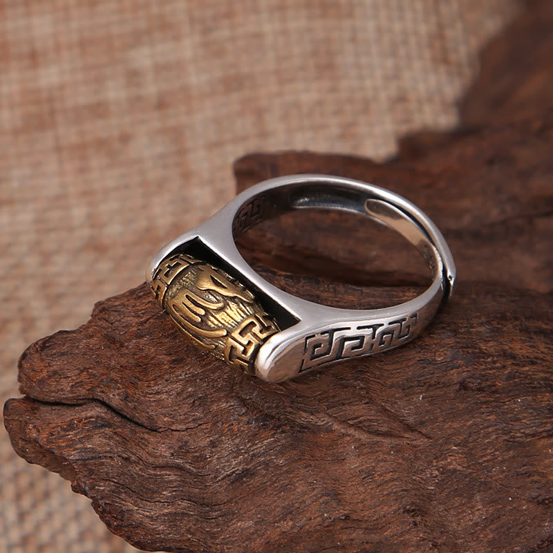 Wear FengShui Tibet Om Mani Padme Hum Carved Design Purity Rotatable Ring