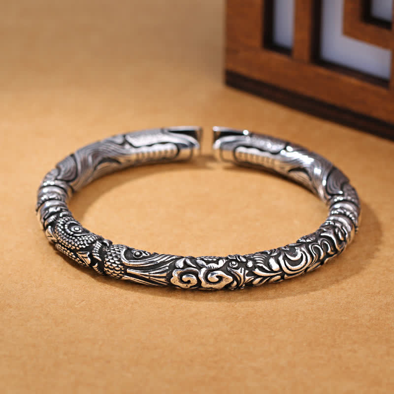 Wear FengShui Dragon Head Carved Luck Bracelet Bangle