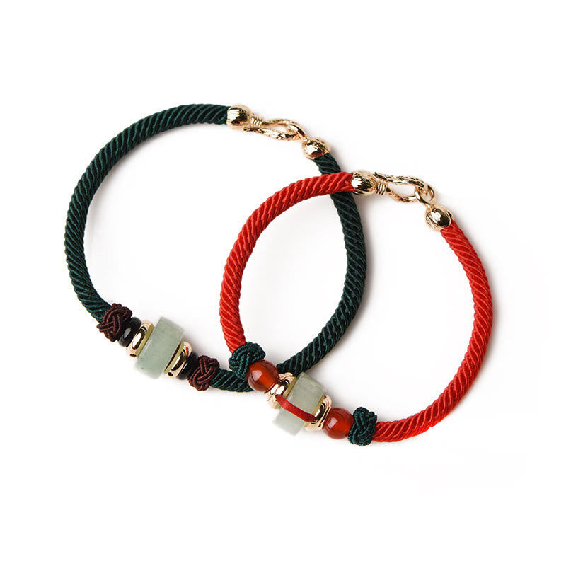 Wear FengShui Tibetan Green Aventurine Luck Braid String Bracelet