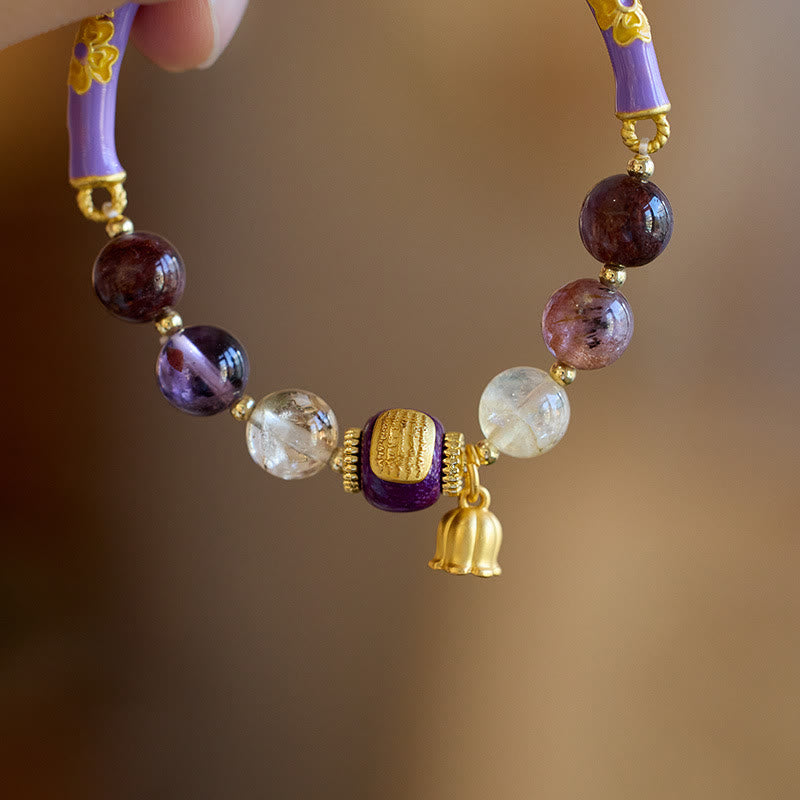 Wear FengShui Purple Phantom Purple Jade Scripture Citrine Love Wisdom Bracelet Bangle