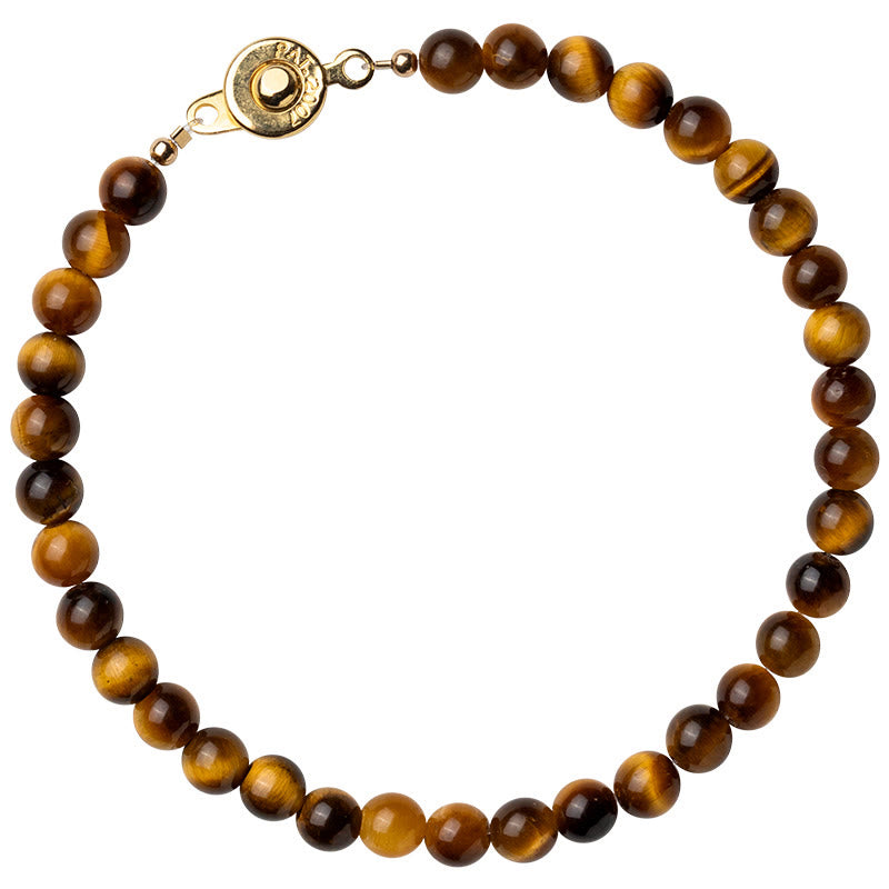Wear FengShui 14K Gold Plated Natural Tiger Eye Stone Courage Protection Bracelet