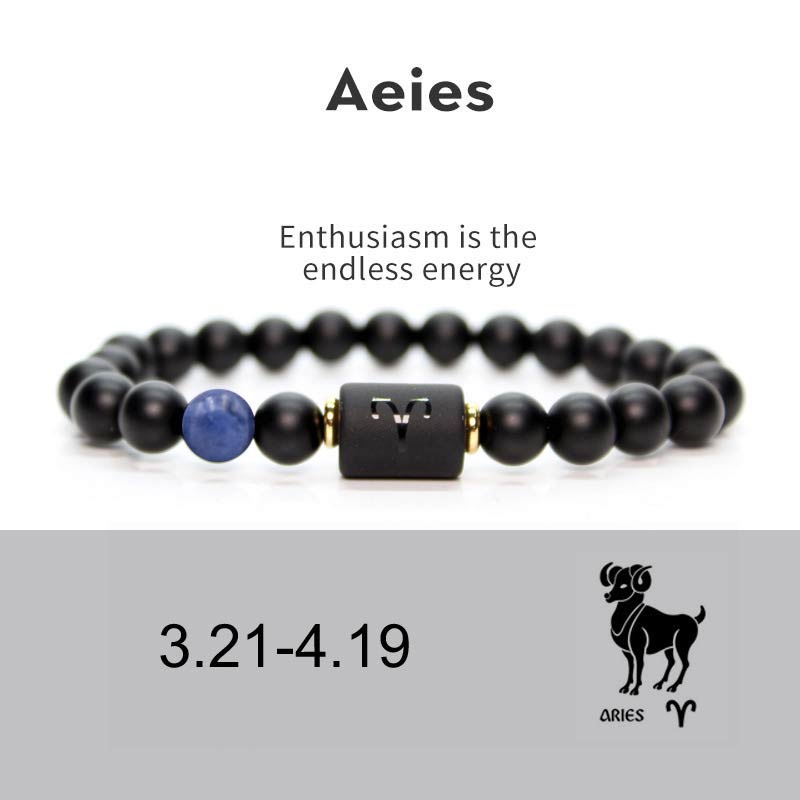 Wear FengShui 12  Constellations of the Zodiac Black Onyx Adjustable Bracelet
