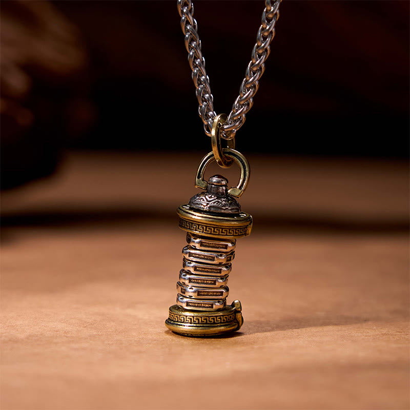 Wear FengShui Yin Yang Tower Copper Balance Rotatable Necklace Pendant