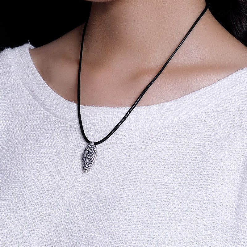 Wear FengShui Tibetan 925 Sterling Silver Om Mani Padme Hum Dorje Vajra Engraved Strength Necklace Pendant
