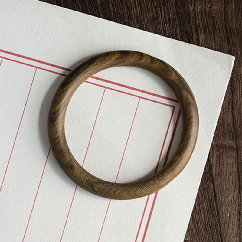 Wear FengShui Tibetan Small Leaf Red Sandalwood Ebony Green Sandalwood Protection Bracelet Bangle
