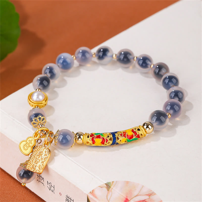 Wear FengShui Natural Blue Candy Agate Amulet Strength Bracelet