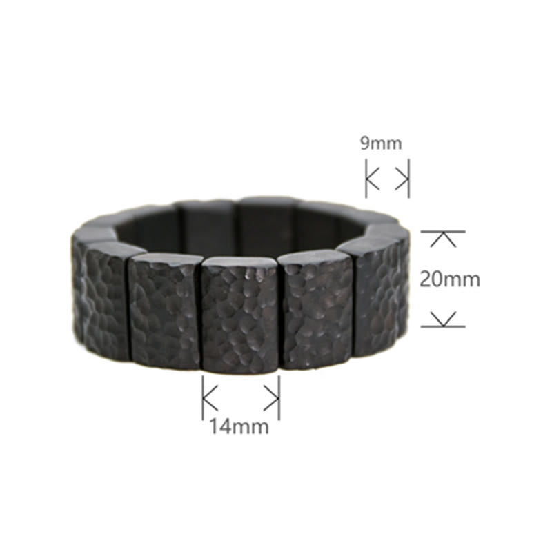Wear FengShui Vintage Ebony Wood Texture Peace Couple Bracelet