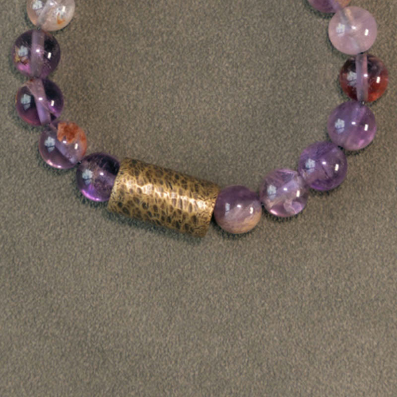 Wear FengShui White Crystal Red Hematoid Quartz Gold Rutilated Quartz Purple Phantom Protection Bracelet