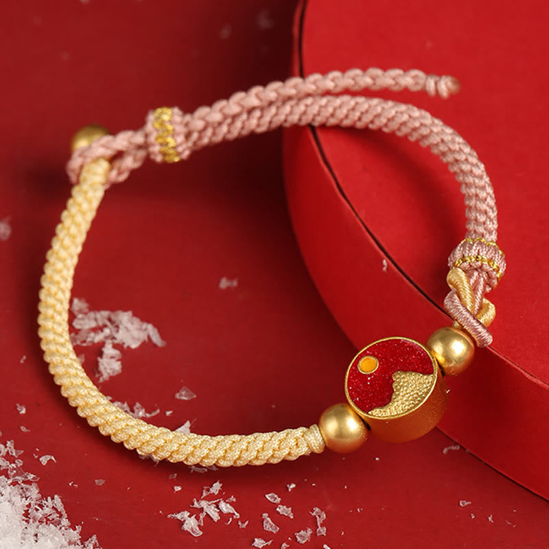 Wear FengShui Handmade Mountain and Sea Engraved Luck Two-Color String Couple Bracelet