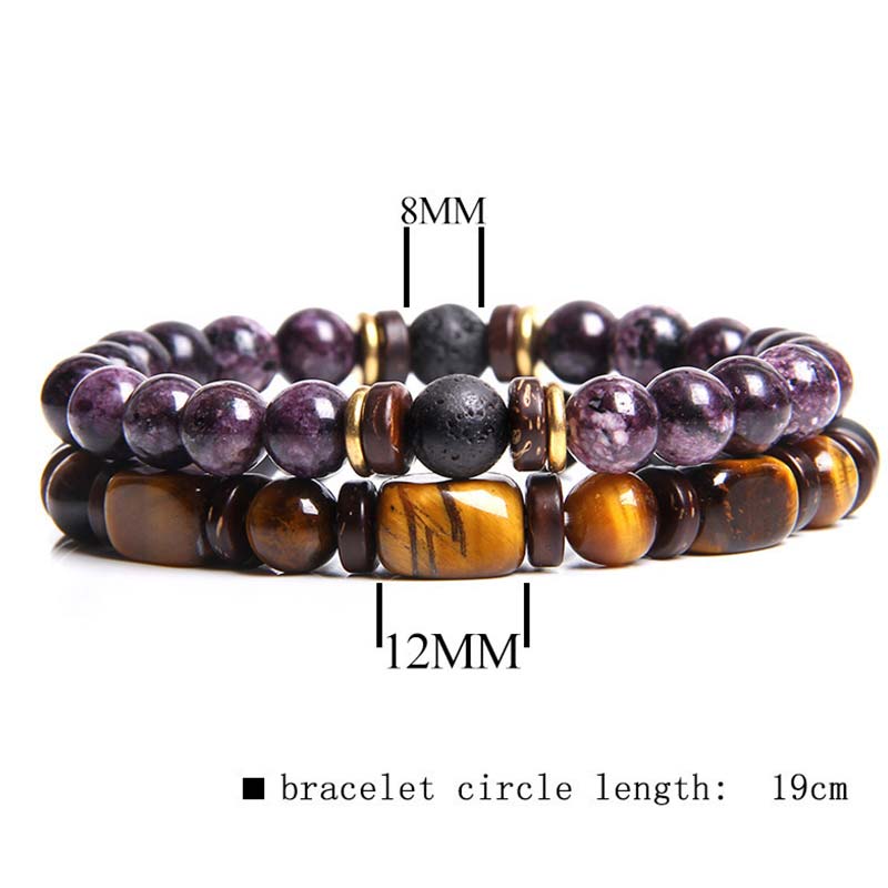 Wear FengShui 2PCS Healing Crystal Emperor Stone Tiger Eye Bead Bracelet