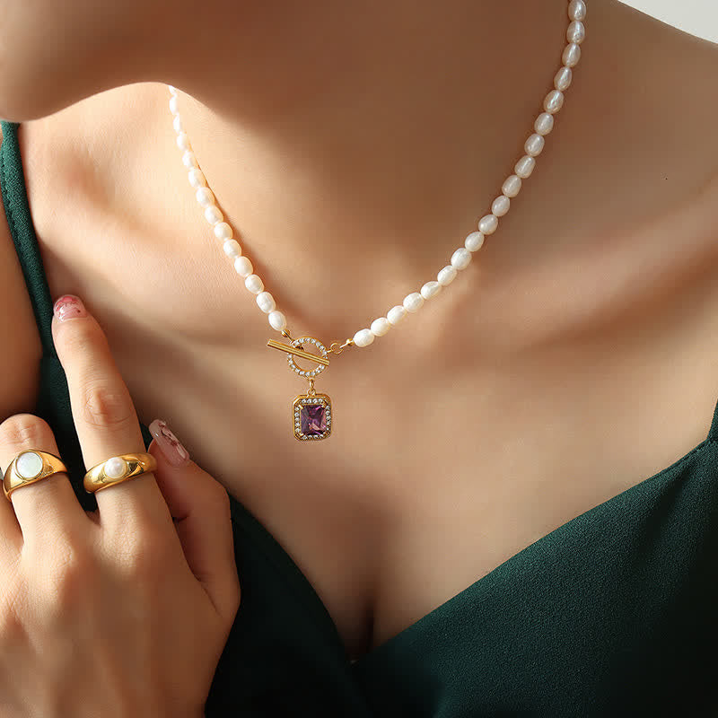 Wear FengShui Pearl Zircon Wealth Charm Necklace Pendant