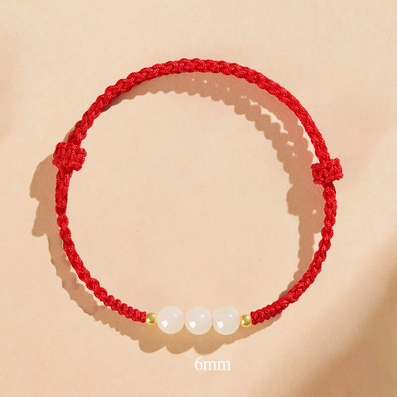 Wear FengShui Handcrafted Round Jade Lucky Bead Prosperity Braided Bracelet