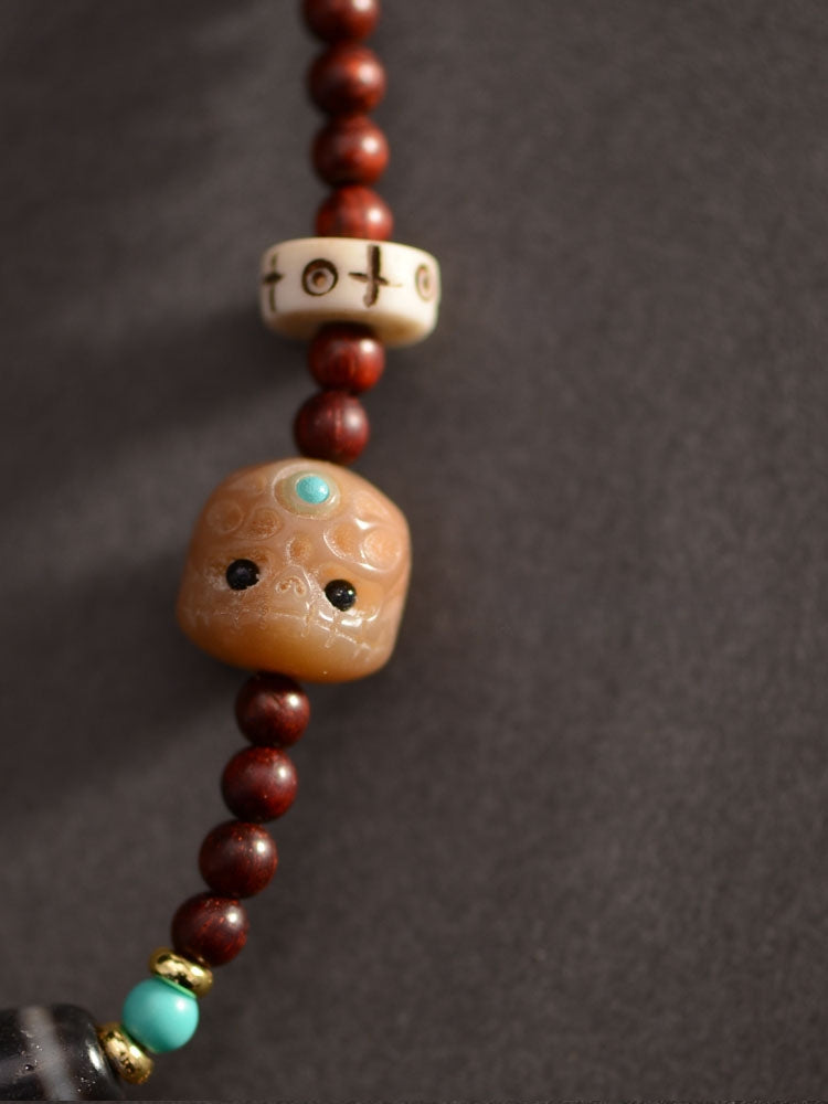 Red Sandalwood Tibetan Dzi Bead Pendant