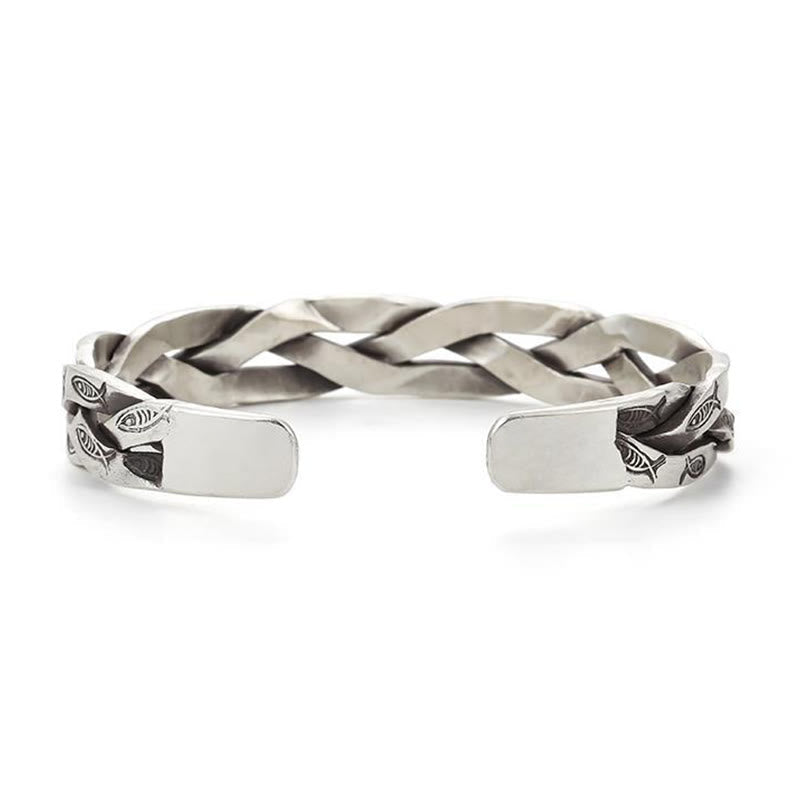 Wear FengShui Koi Fish Twisted Design Luck Wealth Cuff Bracelet Bangle