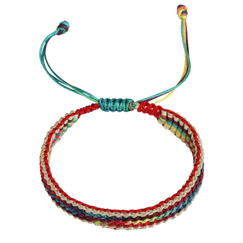 Wear FengShui Tibet Handmade Rainbow Multicolored Protection Braided String Bracelet
