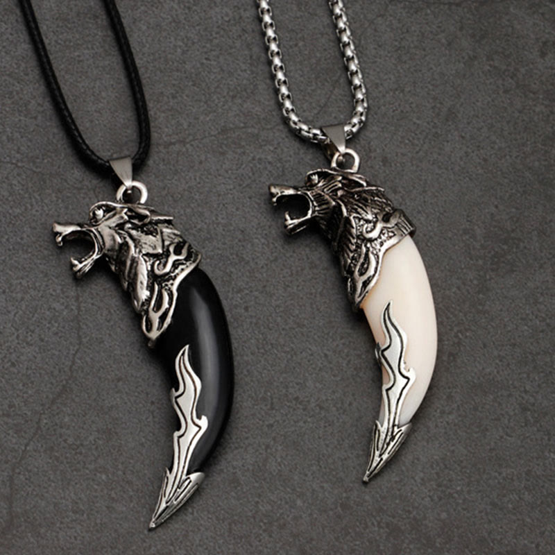 Wear FengShui Imitation Wolf Tooth Titanium Steel Balance Necklace Pendant