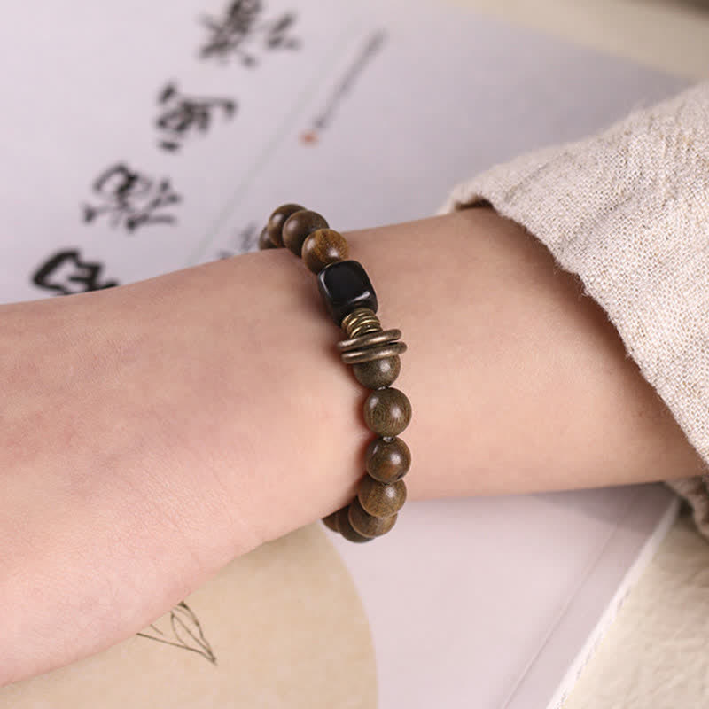 Wear FengShui Tibetan Green Sandalwood Crystal Soothing Peace Bracelet