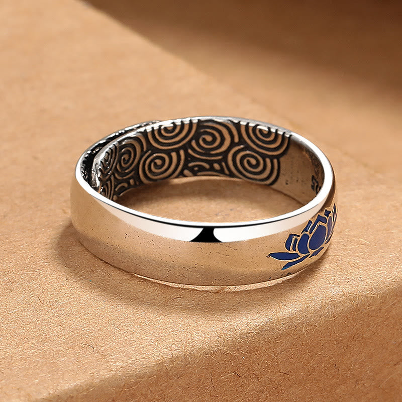Wear FengShui Tibetan Blue Lotus Auspicious Clouds Copper Enlightenment Ring