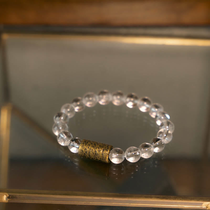 Wear FengShui White Crystal Red Hematoid Quartz Gold Rutilated Quartz Purple Phantom Protection Bracelet