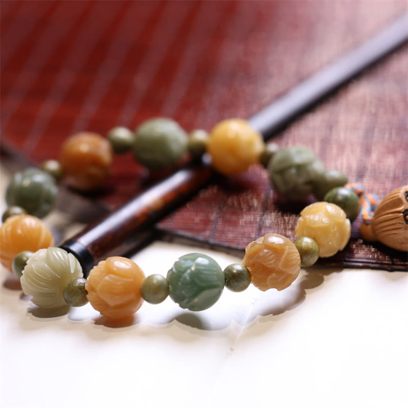 Wear FengShui Bodhi Seed Lotus Green Sandalwood Wisdom Harmony Bracelet