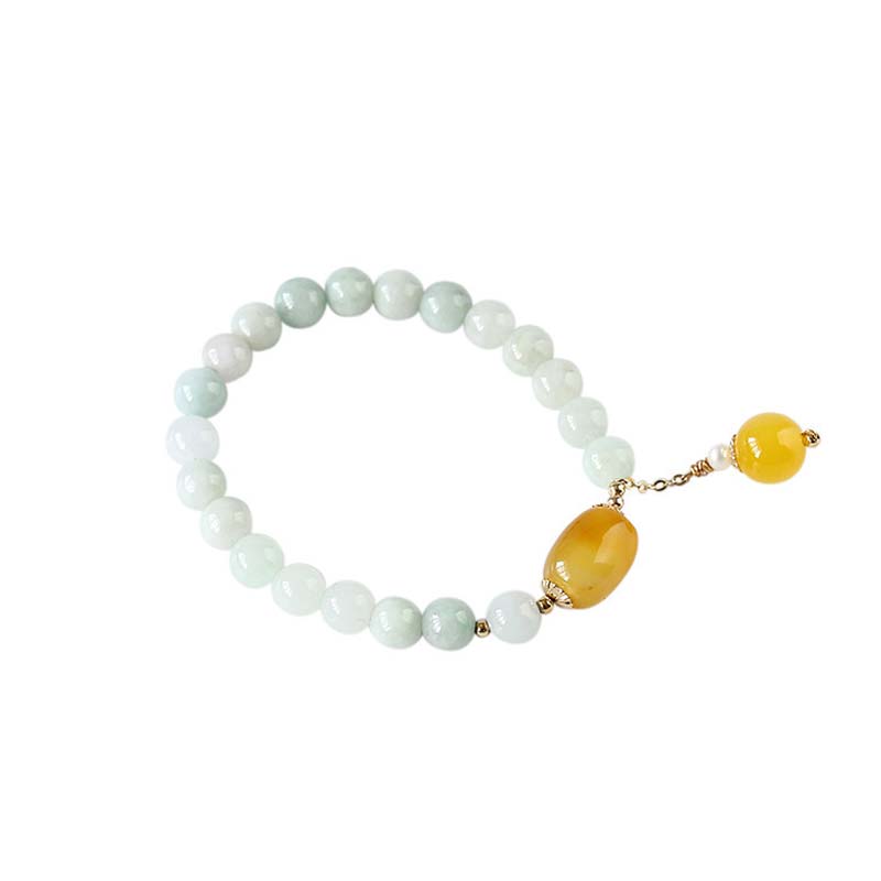 Wear FengShui Natural White Jade Agate Protection Bracelet