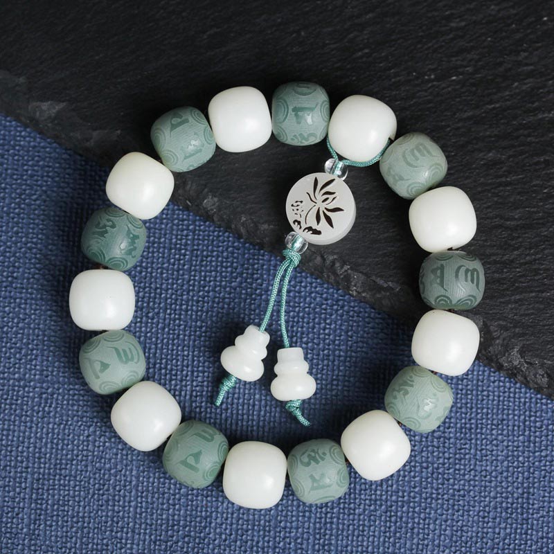 Wear FengShui White Bodhi Six True Words Protection Bracelet