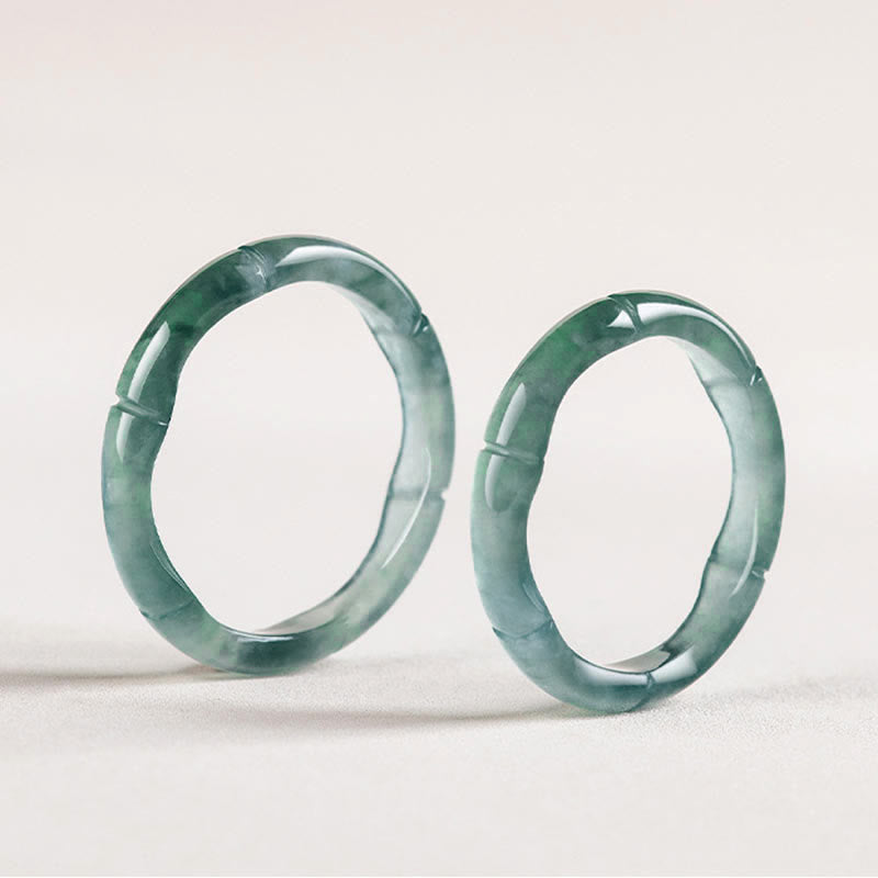 Wear FengShui Natural Jade Bamboo Prosperity Abundance Ring