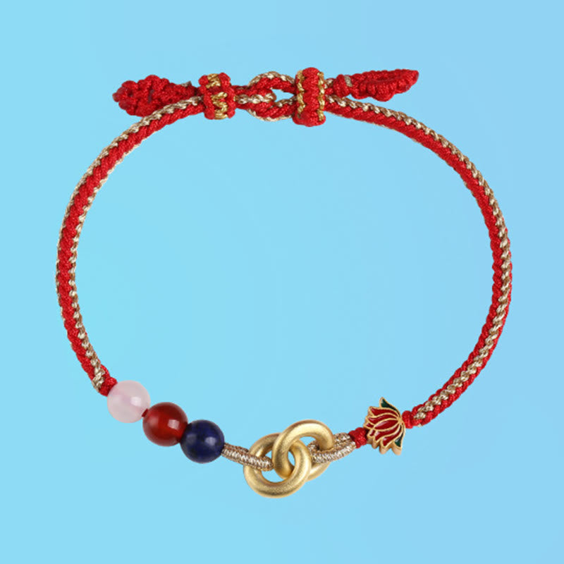 Wear FengShui 925 Sterling Silver Double Peace Buckle Lotus Auspicious Bracelet