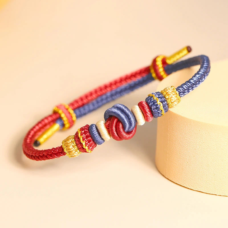 Wear FengShui Two-Color Rope Handcrafted Eight Thread Peace Knot Luck Connection Bracelet