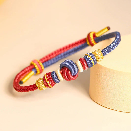 Wear FengShui Two-Color Rope Handcrafted Eight Thread Peace Knot Luck Connection Bracelet